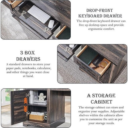 Scrivania direzionale da fattoria da 60 pollici, scrivania in legno per ufficio domestico, scrivania per computer