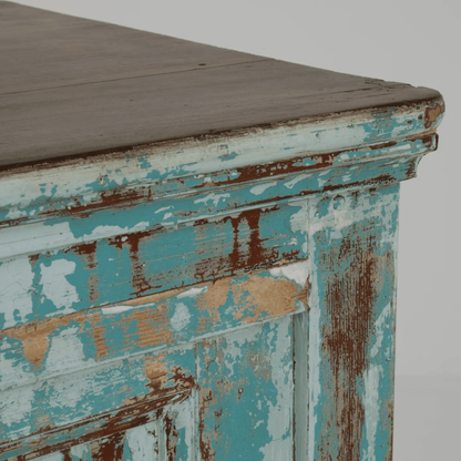 Credenza francese in stile country blu acqua, circa 1850