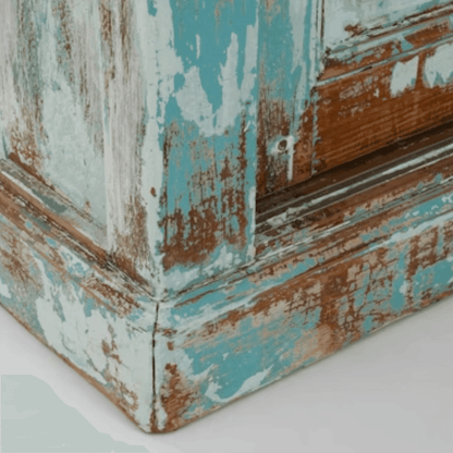 Credenza francese in stile country blu acqua, circa 1850