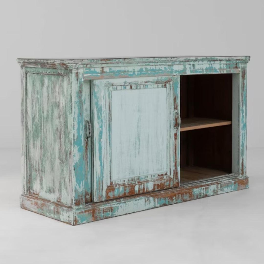 Credenza francese in stile country blu acqua, circa 1850