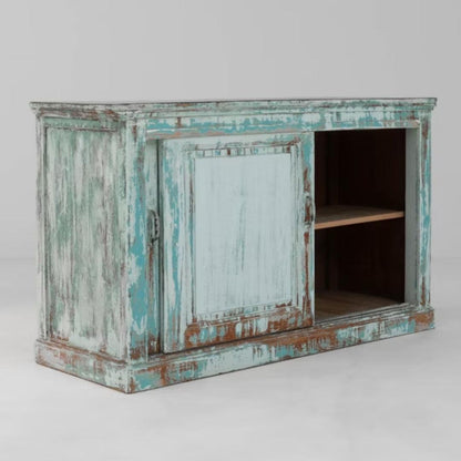 Credenza francese in stile country blu acqua, circa 1850