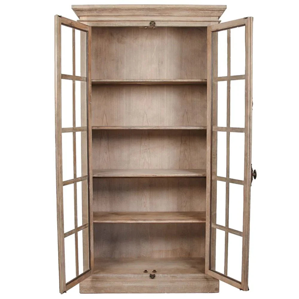 Mobiletto da biblioteca in vetro provenzale invecchiato