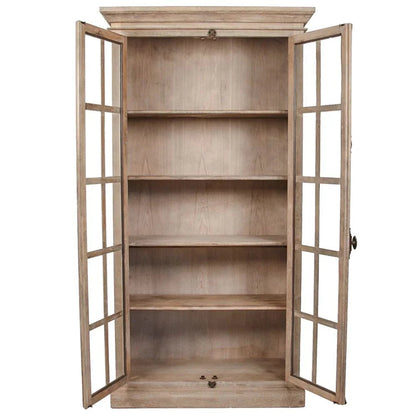 Mobiletto da biblioteca in vetro provenzale invecchiato