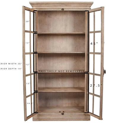 Mobiletto da biblioteca in vetro provenzale invecchiato