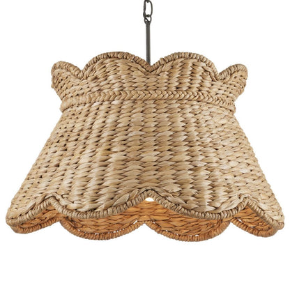 Lampada a sospensione in rattan intrecciato smerlato