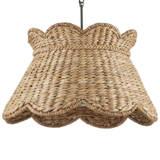 Lampada a sospensione in rattan intrecciato smerlato