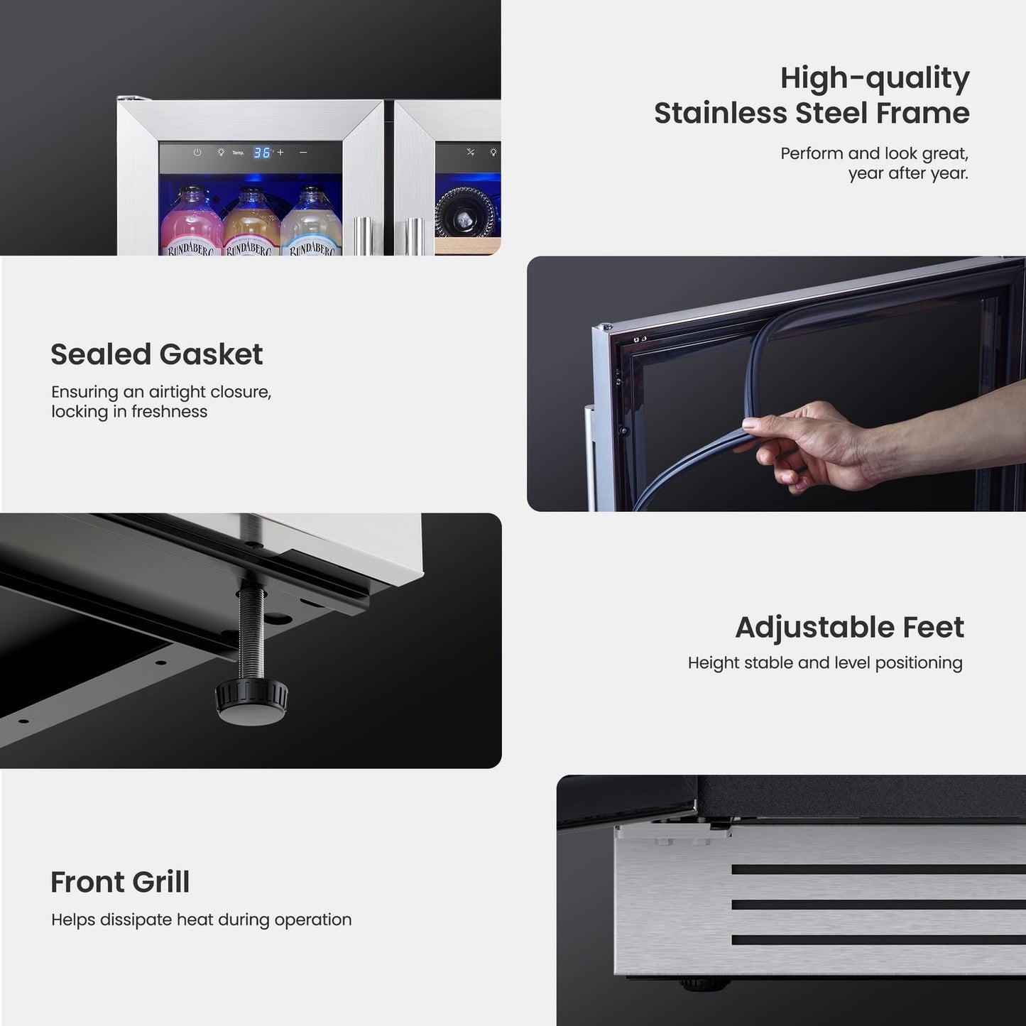 Frigorifero per vino/bevande da 24 pollici, frigorifero DUAL ZONE da 20 bottiglie/60 lattine - 24 pollici