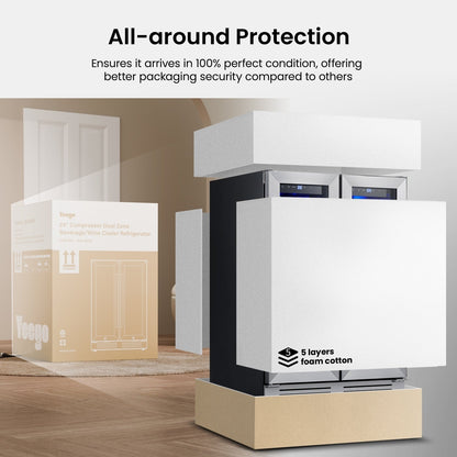 Frigorifero per vino/bevande da 24 pollici, frigorifero DUAL ZONE da 20 bottiglie/60 lattine - 24 pollici