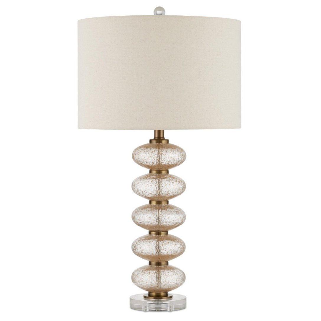 Lampada da tavolo con globi di cristallo in vetro punteggiato