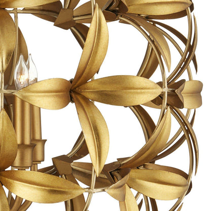 Lampadario a sfera dorata a 6 luci ispirato alla natura
