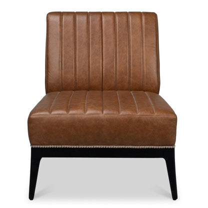 Moderna poltrona in pelle marrone