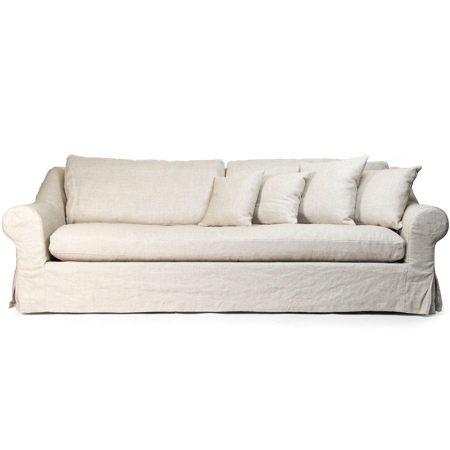 Divano antico con braccioli Cabriole in lino