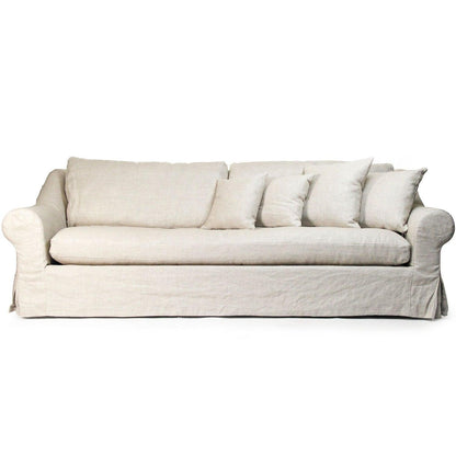 Divano antico con braccioli Cabriole in lino