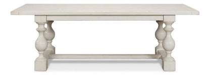 Tavolo da pranzo antico bianco in stile fattoria con cavalletto