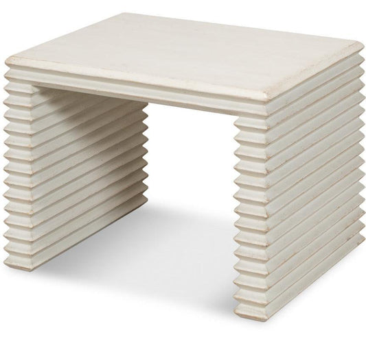 Tavolino antico bianco a coste