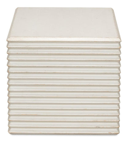 Tavolino antico bianco a coste