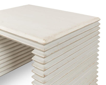 Tavolino antico bianco a coste