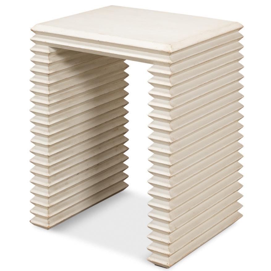 Tavolino laterale impilabile bianco antico