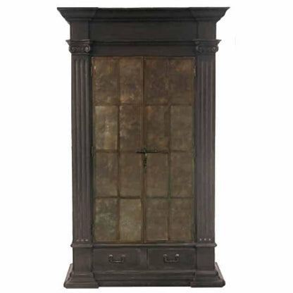 Armadio rustico con frontale a specchio anticato