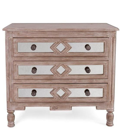 Cassettiera anticata con specchio e diamanti