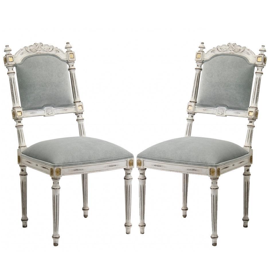 Sedia laterale intagliata francese Antoinette