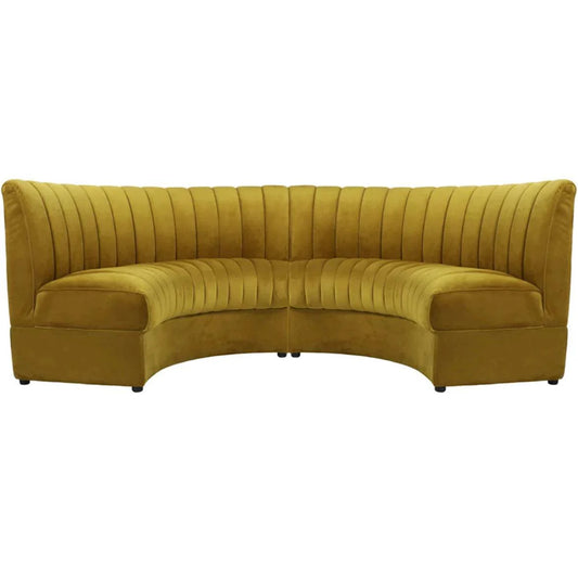 Divano giallo a mezzaluna Art Déco 