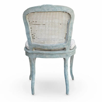 Sedia da pranzo in canna blu francese