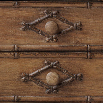 Cassettiera doppia in finto bambù naturale invecchiato