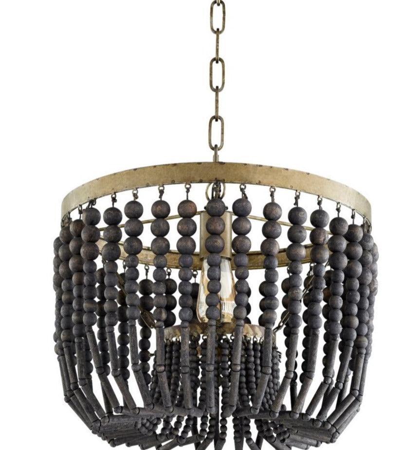 Lampadario Boho con perline nere