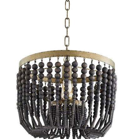 Lampadario Boho con perline nere