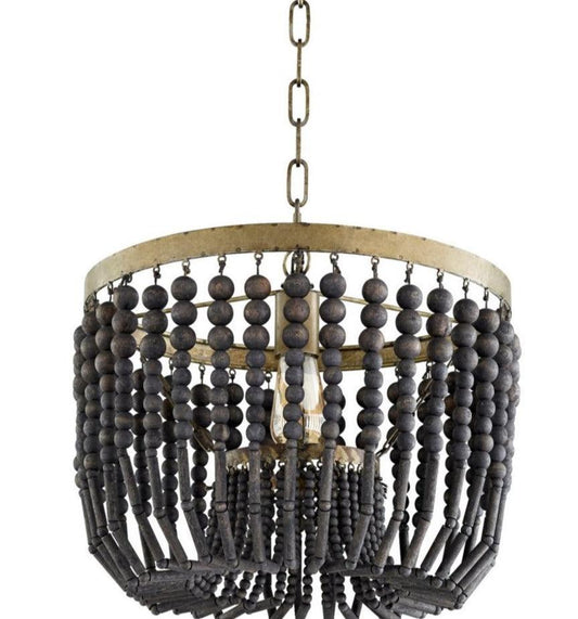Lampadario Boho con perline nere