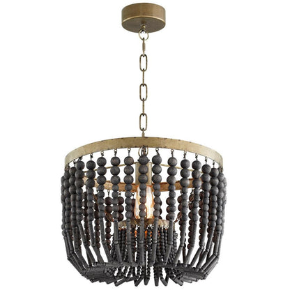 Lampadario Boho con perline nere