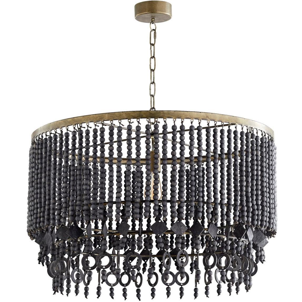 Lampadario Boho Luxe con perline nere