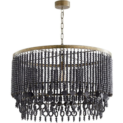 Lampadario Boho Luxe con perline nere