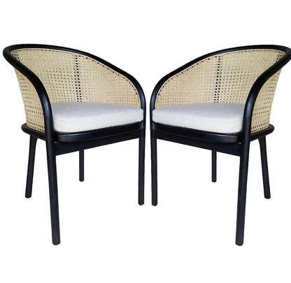 Sedia da pranzo in canna costiera nera