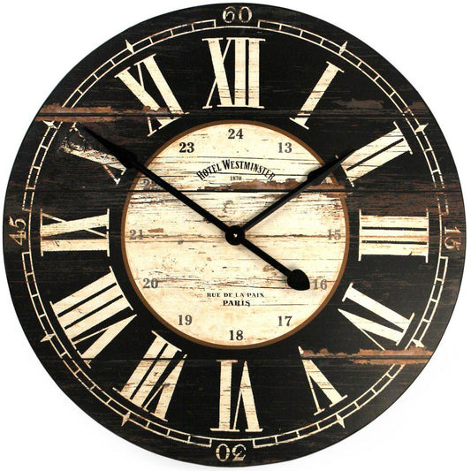 Orologio da parete in legno nero stile country francese