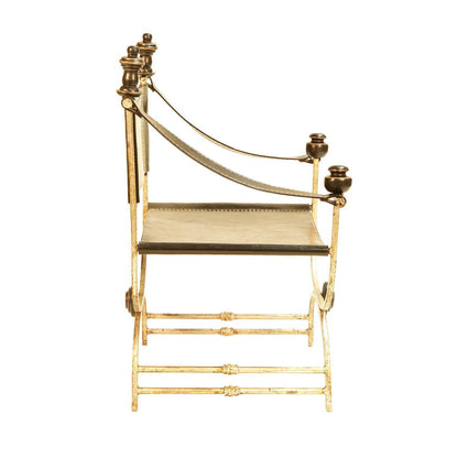 Poltrona da regista in pelle nera e acciaio