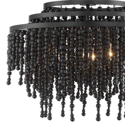 Lampadario con perline di papavero nero