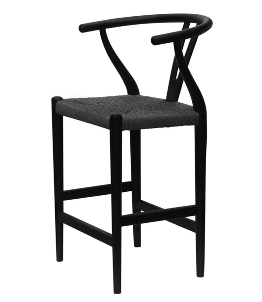 Sgabello da bar Wishbone Rush Seat nero