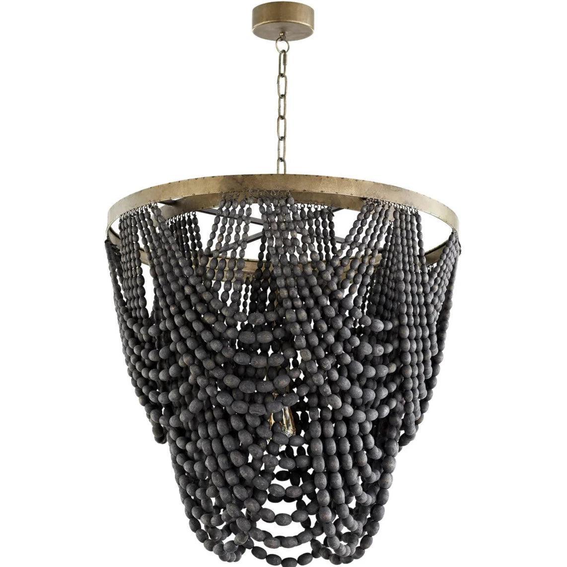 Lampadario Boho con perline di legno nero
