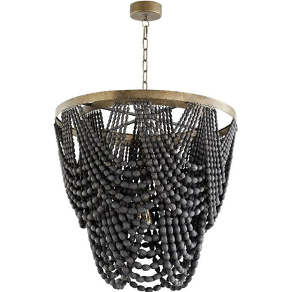 Lampadario Boho con perline di legno nero