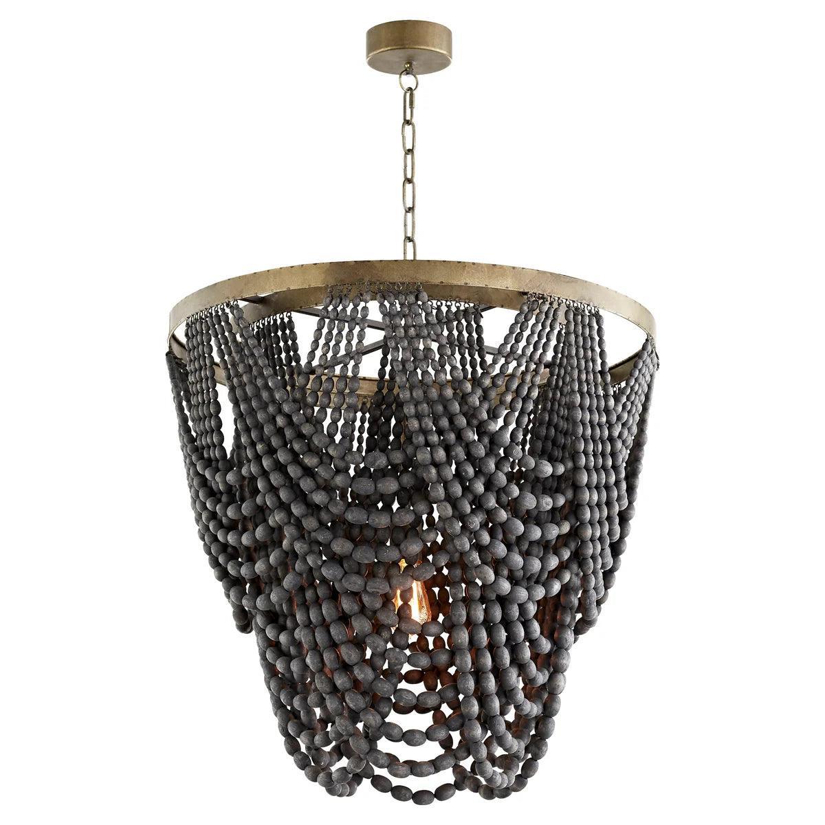 Lampadario Boho con perline di legno nero