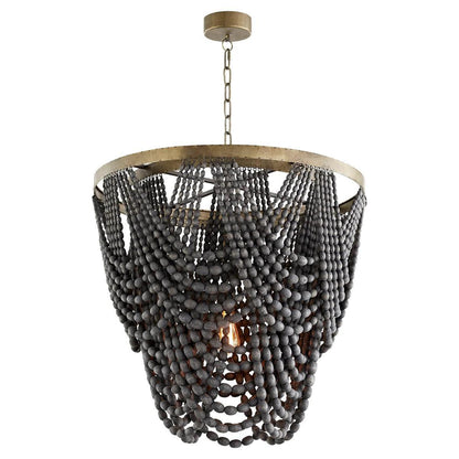 Lampadario Boho con perline di legno nero