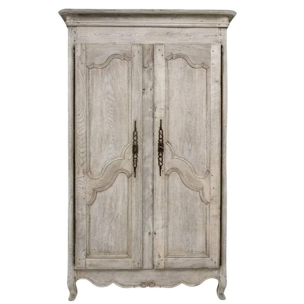 Mobiletto francese d'epoca in rovere sbiancato, circa 1870