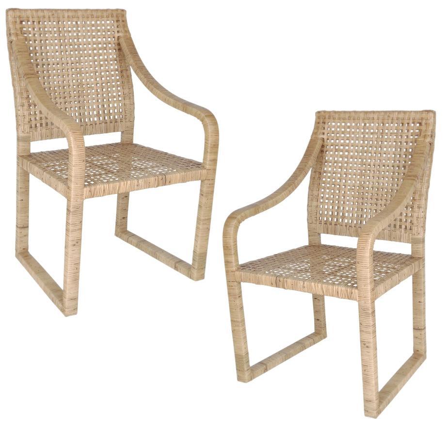 Sedia costiera in rattan naturale biondo - Coppia