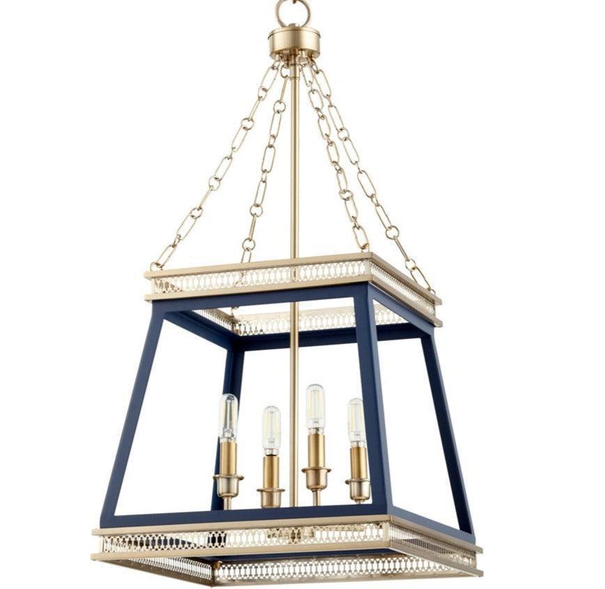 Lampadario Glam Luminary blu e ottone