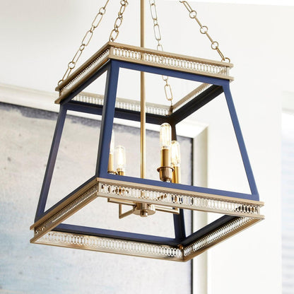 Lampadario Glam Luminary blu e ottone