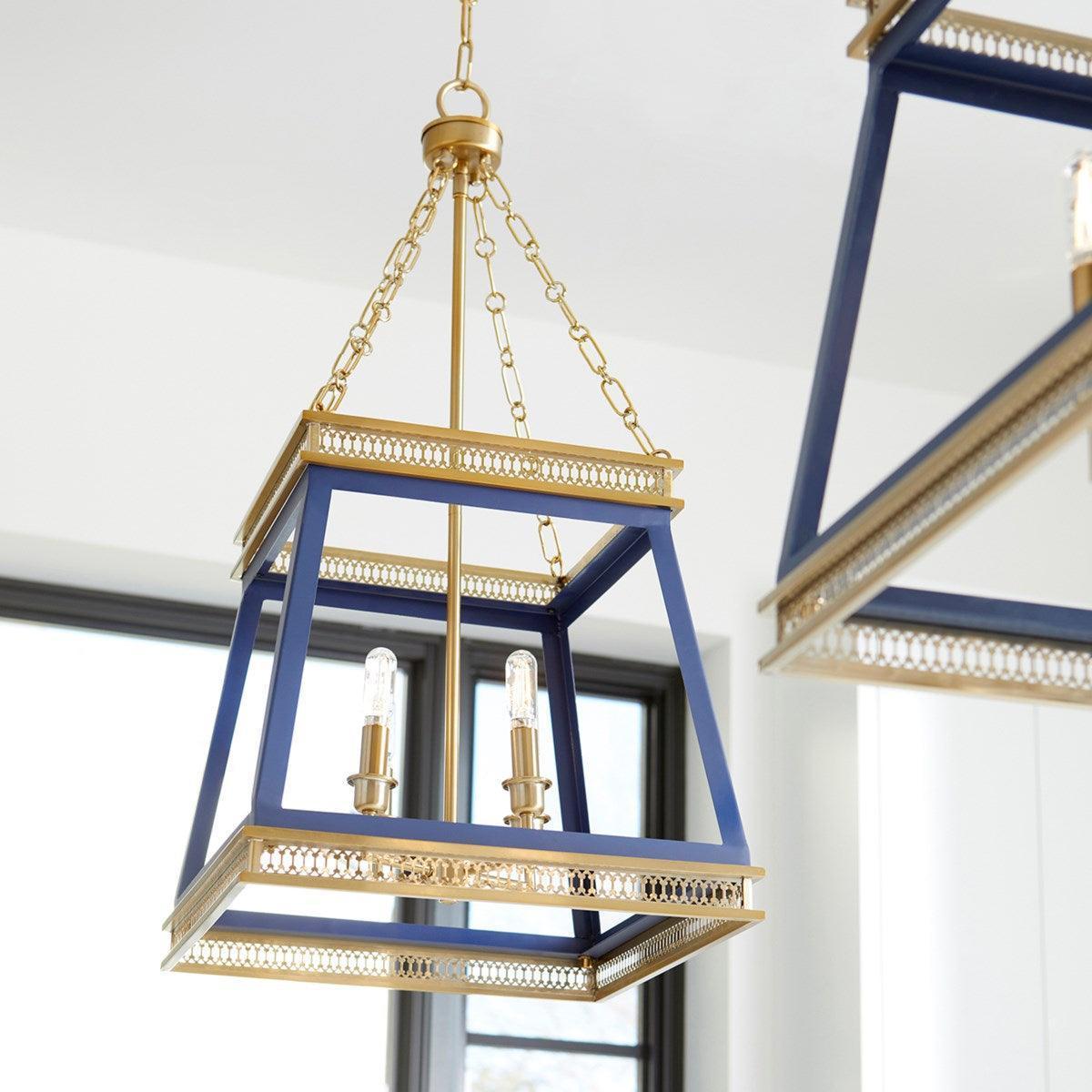 Lampadario Glam Luminary blu e ottone