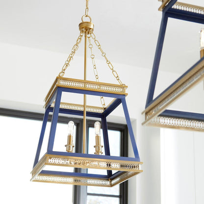 Lampadario Glam Luminary blu e ottone