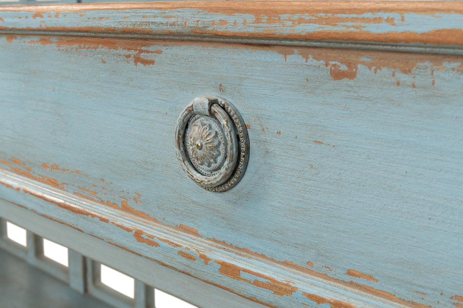 Scaffale per vino in stile country francese blu con cassetti